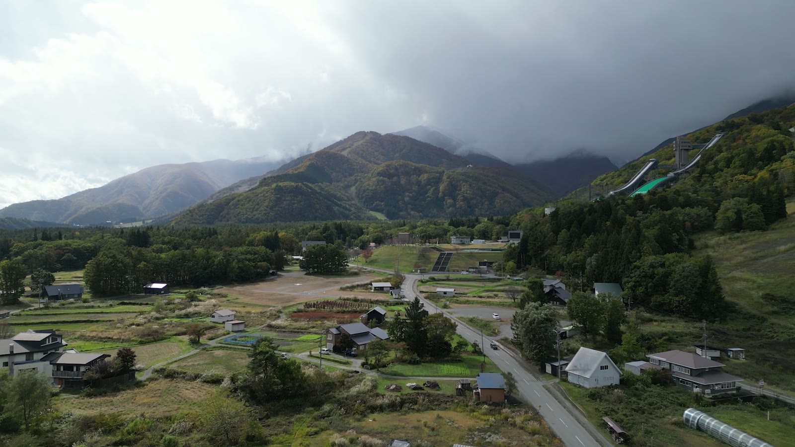 Hakuba village, ringed by rice fields and mountains